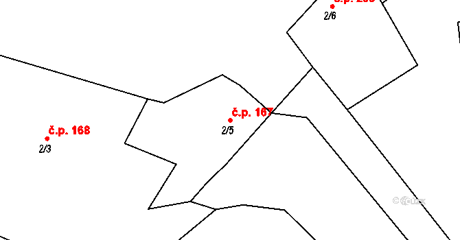 Čimelice 167 na parcele st. 2/5 v KÚ Čimelice, Katastrální mapa