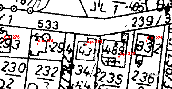 Bernartice 273 na parcele st. 435 v KÚ Bernartice u Milevska, Katastrální mapa