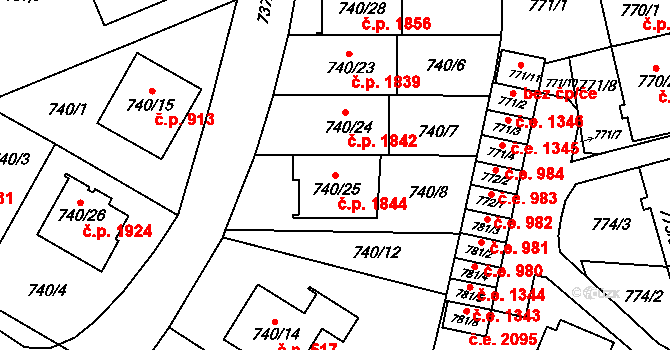 Český Těšín 1844 na parcele st. 740/25 v KÚ Český Těšín, Katastrální mapa