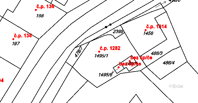 Slaný 1282 na parcele st. 1495/1 v KÚ Slaný, Katastrální mapa