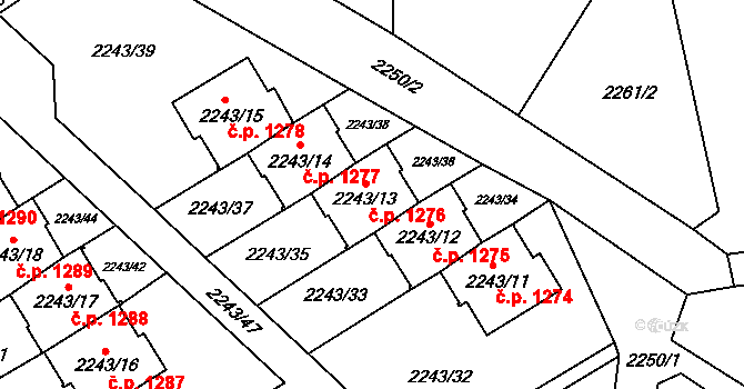 Černošice 1276 na parcele st. 2243/13 v KÚ Černošice, Katastrální mapa