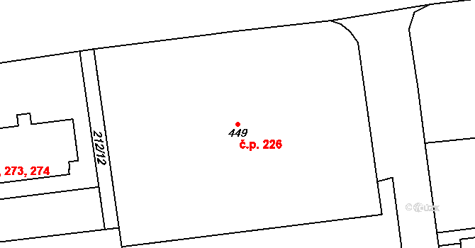 Ohrazenice 226, Pardubice na parcele st. 449 v KÚ Ohrazenice, Katastrální mapa