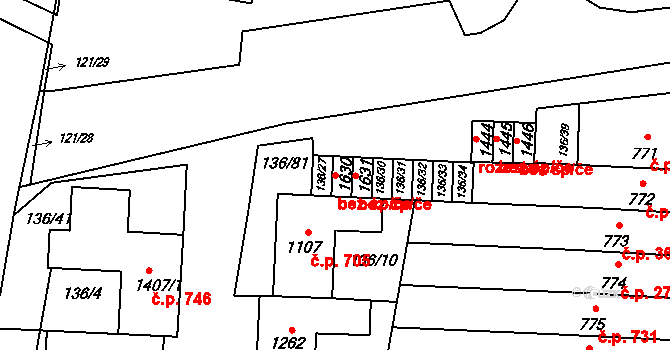 Olomouc 80338241 na parcele st. 1630 v KÚ Neředín, Katastrální mapa