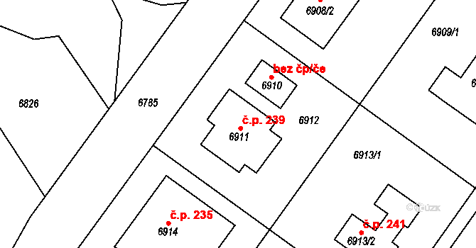 Krhovice 239 na parcele st. 6911 v KÚ Krhovice, Katastrální mapa