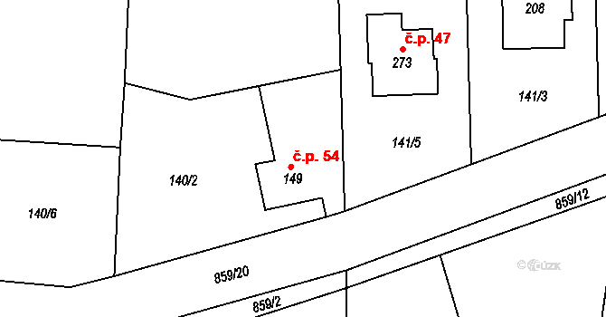 Kociánov 54, Loučná nad Desnou na parcele st. 149 v KÚ Kociánov, Katastrální mapa