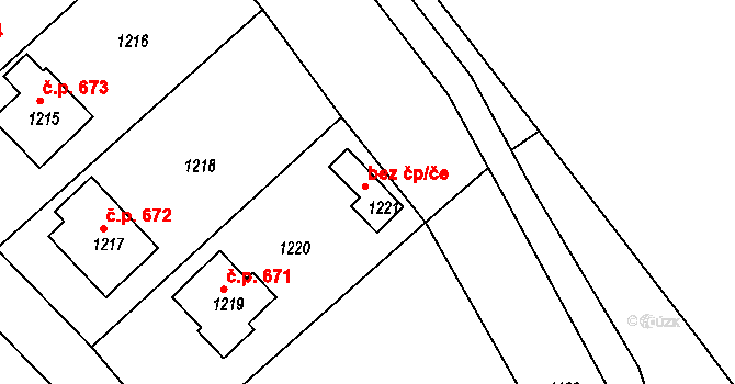 Odry 421 na parcele st. 1221 v KÚ Odry, Katastrální mapa