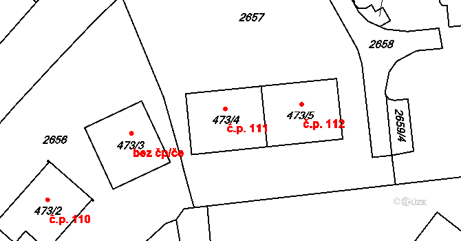 Humpolec 111,112 na parcele st. 473/4 v KÚ Humpolec, Katastrální mapa