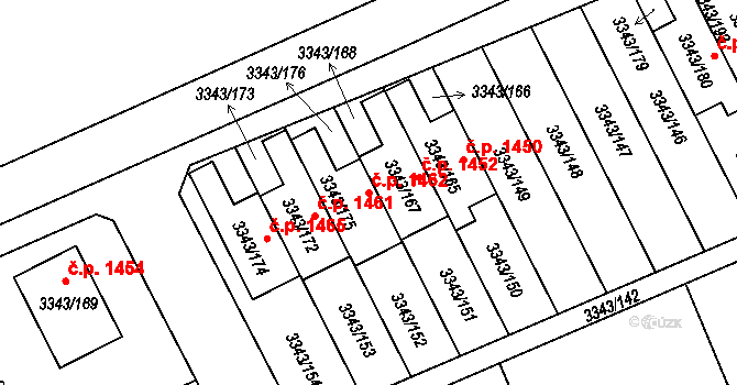 Třešť 1462 na parcele st. 3343/175 v KÚ Třešť, Katastrální mapa