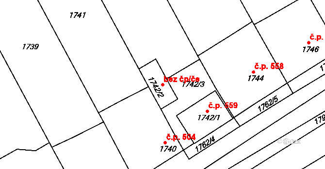 Buchlovice 94867241 na parcele st. 1742/2 v KÚ Buchlovice, Katastrální mapa