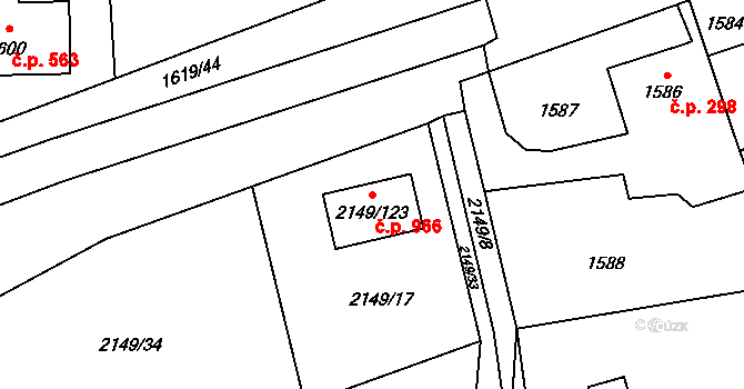 Paskov 966 na parcele st. 2149/123 v KÚ Paskov, Katastrální mapa