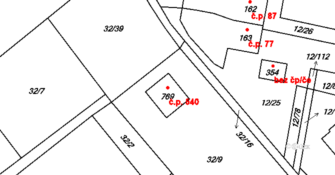 Horní Datyně 540, Vratimov na parcele st. 769 v KÚ Horní Datyně, Katastrální mapa