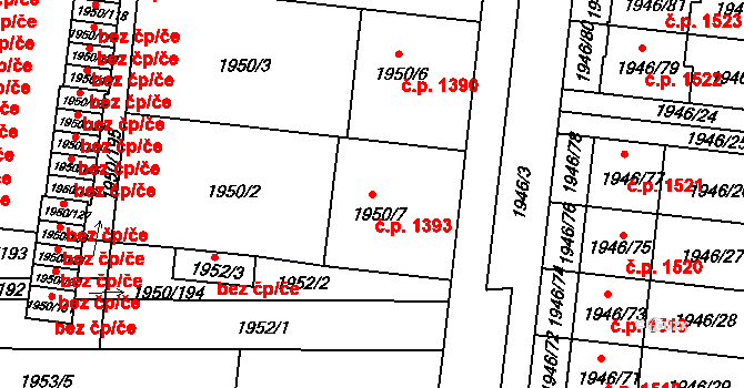 Holešov 1393 na parcele st. 1950/7 v KÚ Holešov, Katastrální mapa