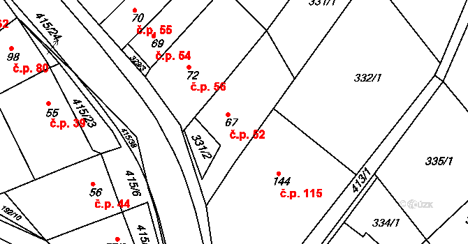 Buk 52 na parcele st. 67 v KÚ Buk, Katastrální mapa