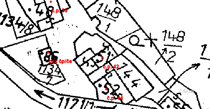 Klucké Chvalovice 42, Zbýšov na parcele st. 51 v KÚ Klucké Chvalovice, Katastrální mapa