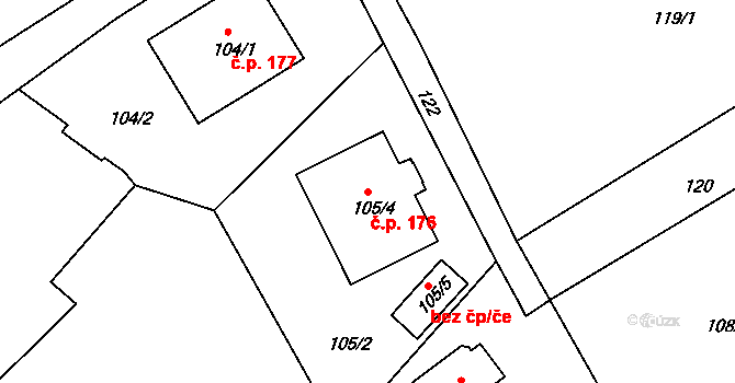 Pila 176 na parcele st. 105/4 v KÚ Pila, Katastrální mapa