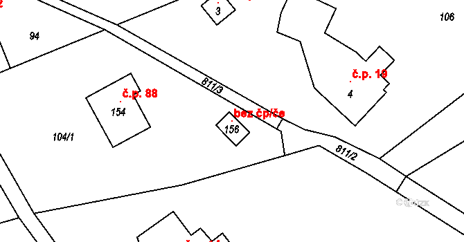 Děčín 120953242 na parcele st. 156 v KÚ Loubí u Děčína, Katastrální mapa