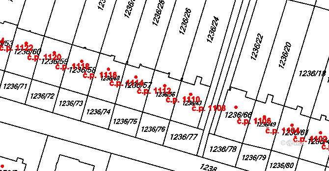 Lyžbice 1110, Třinec na parcele st. 1236/56 v KÚ Lyžbice, Katastrální mapa
