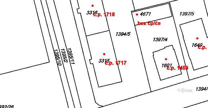 Šumperk 1717 na parcele st. 3315 v KÚ Šumperk, Katastrální mapa