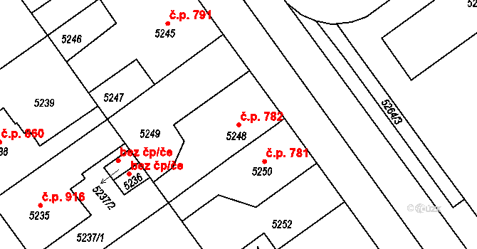 Kročehlavy 782, Kladno na parcele st. 5248 v KÚ Kročehlavy, Katastrální mapa