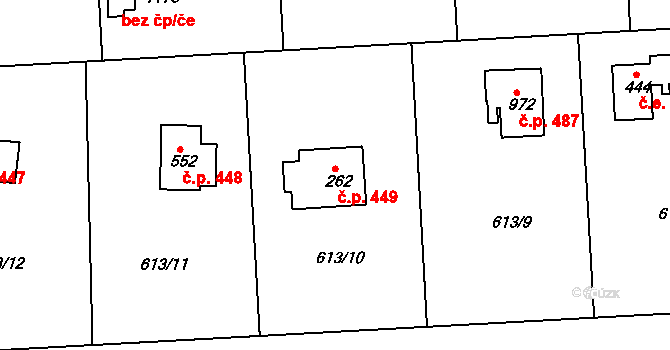 Olešovice 449, Kamenice na parcele st. 262 v KÚ Ládví, Katastrální mapa