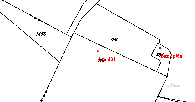 Rožnov pod Radhoštěm 431 na parcele st. 333 v KÚ Rožnov pod Radhoštěm, Katastrální mapa