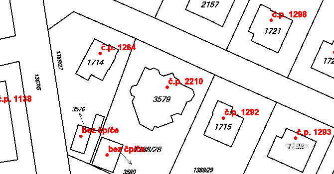 Rožnov pod Radhoštěm 2210 na parcele st. 3579 v KÚ Rožnov pod Radhoštěm, Katastrální mapa