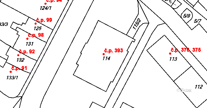 Miřetice u Klášterce nad Ohří 393, Klášterec nad Ohří na parcele st. 114 v KÚ Miřetice u Klášterce nad Ohří, Katastrální mapa