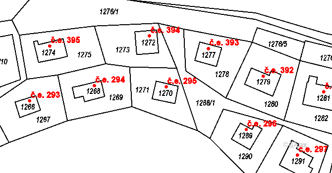 Miřetice u Klášterce nad Ohří 295, Klášterec nad Ohří na parcele st. 1270 v KÚ Miřetice u Klášterce nad Ohří, Katastrální mapa