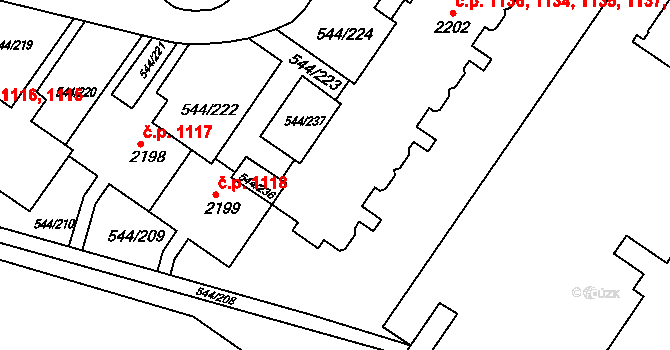 Uherské Hradiště 1134,1135,1136,1137, na parcele st. 2202 v KÚ Uherské Hradiště, Katastrální mapa