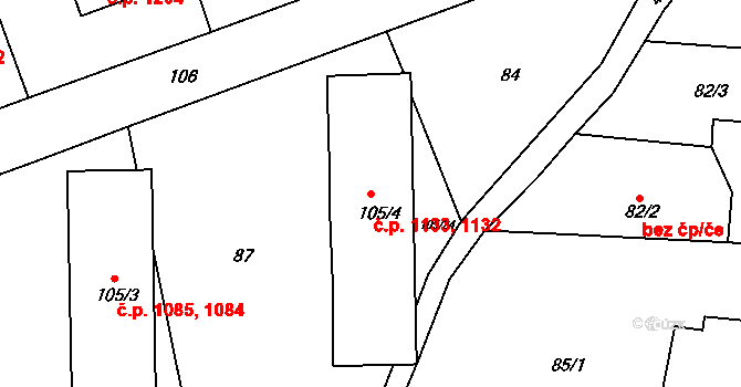 Frýdlant 1132,1133, Frýdlant nad Ostravicí na parcele st. 105/4 v KÚ Frýdlant nad Ostravicí, Katastrální mapa
