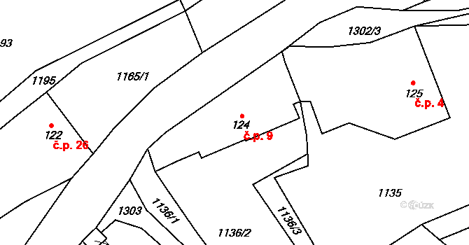Proloh 9, Osečnice na parcele st. 124 v KÚ Osečnice, Katastrální mapa