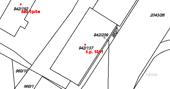Hlubočepy 1011, Praha na parcele st. 942/137 v KÚ Hlubočepy, Katastrální mapa
