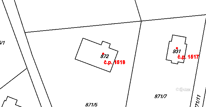 Vrchlabí 1518 na parcele st. 872 v KÚ Podhůří-Harta, Katastrální mapa