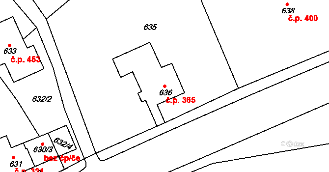 Kluč 365, Habartov na parcele st. 636 v KÚ Habartov, Katastrální mapa