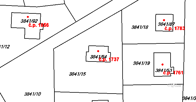 Úvaly 1737 na parcele st. 3841/54 v KÚ Úvaly u Prahy, Katastrální mapa
