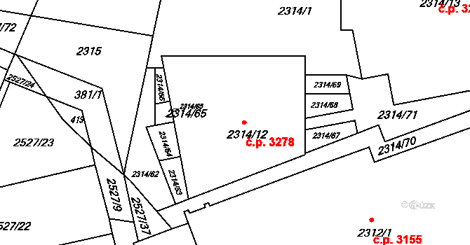 Záběhlice 3278, Praha na parcele st. 2314/12 v KÚ Záběhlice, Katastrální mapa
