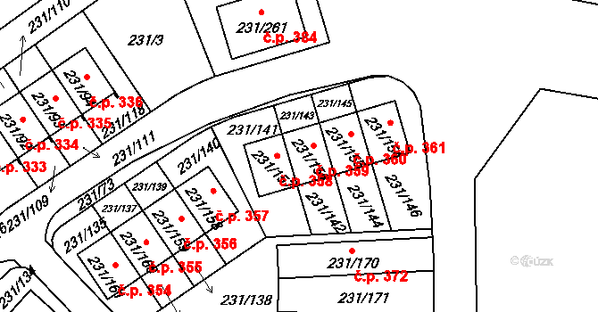 Frymburk 359 na parcele st. 231/156 v KÚ Frymburk, Katastrální mapa