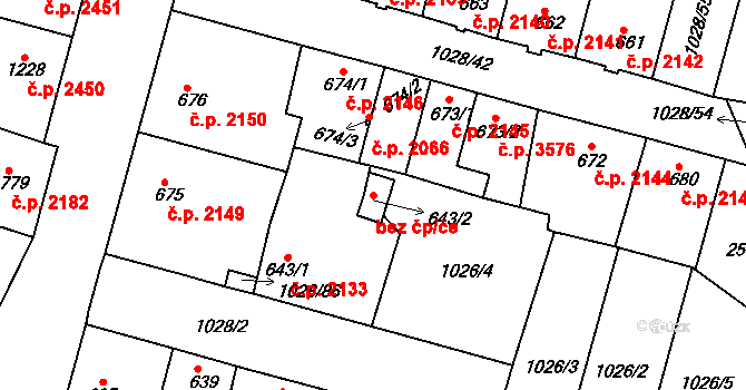 Havlíčkův Brod 38675242 na parcele st. 643/2 v KÚ Havlíčkův Brod, Katastrální mapa