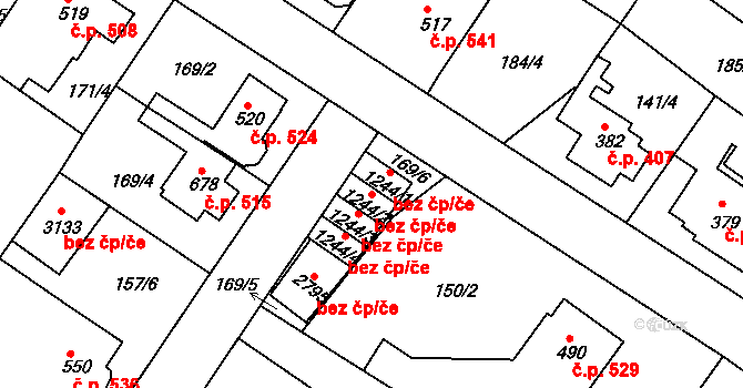 Neratovice 43031242 na parcele st. 1244/2 v KÚ Neratovice, Katastrální mapa