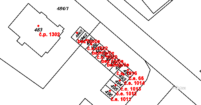 Strážnice 1019 na parcele st. 488 v KÚ Strážnice na Moravě, Katastrální mapa
