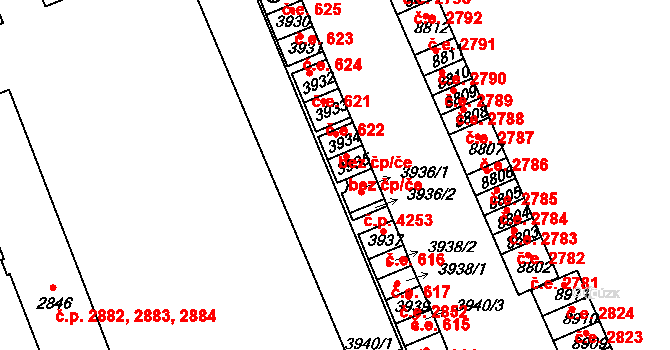 Hodonín 44825242 na parcele st. 3935 v KÚ Hodonín, Katastrální mapa