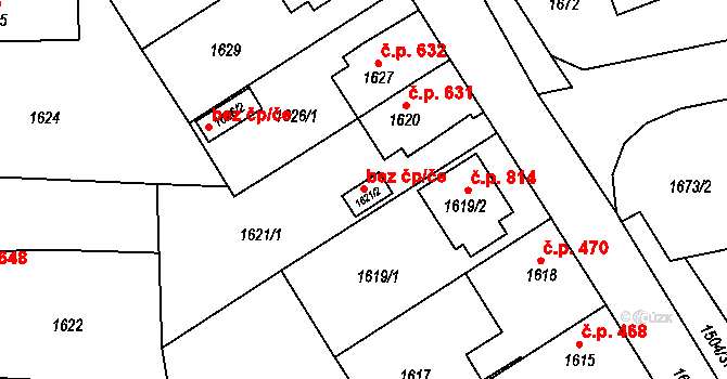 Třeboň 47527242 na parcele st. 1621/2 v KÚ Třeboň, Katastrální mapa