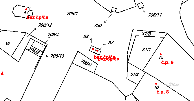 Pelhřimov 48922242 na parcele st. 37 v KÚ Skrýšov u Pelhřimova, Katastrální mapa