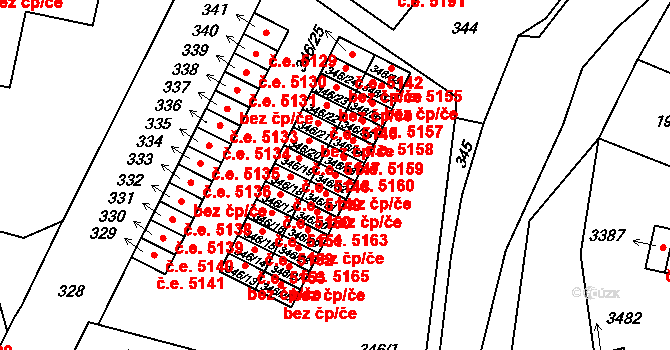 Kamenice nad Lipou 5161 na parcele st. 346/32 v KÚ Kamenice nad Lipou, Katastrální mapa