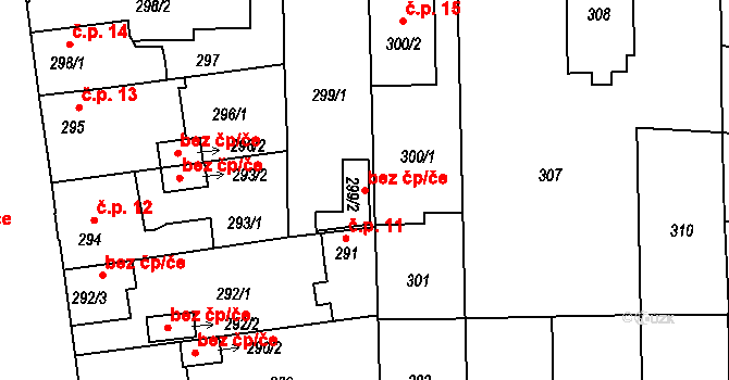 České Budějovice 50344242 na parcele st. 299/2 v KÚ České Budějovice 4, Katastrální mapa