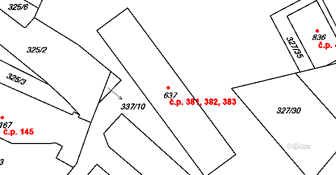 Třemošnice 381,382,383 na parcele st. 637 v KÚ Třemošnice nad Doubravou, Katastrální mapa