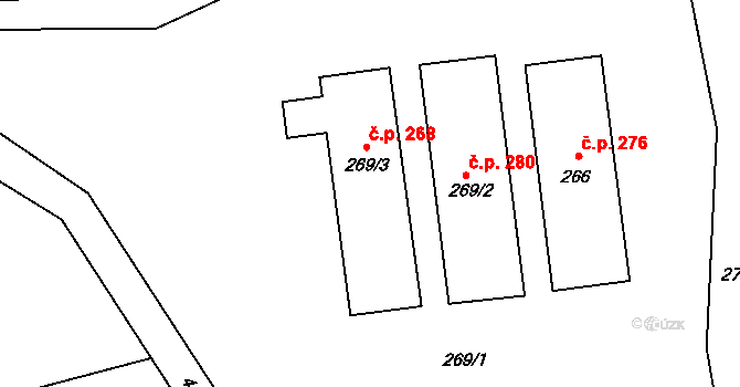Přerov VII-Čekyně 268, Přerov na parcele st. 269/3 v KÚ Čekyně, Katastrální mapa
