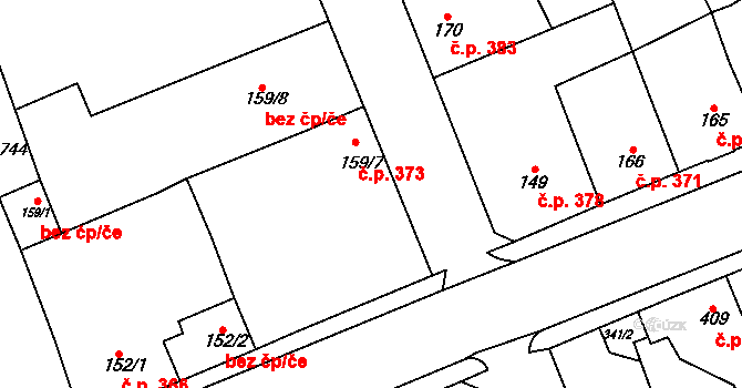Kralupy nad Vltavou 373 na parcele st. 159/7 v KÚ Lobeč, Katastrální mapa