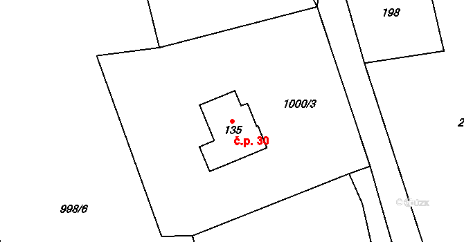 Česká Čermná 30 na parcele st. 135 v KÚ Česká Čermná, Katastrální mapa