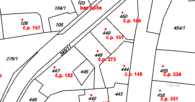 Česká Skalice 273 na parcele st. 448 v KÚ Česká Skalice, Katastrální mapa